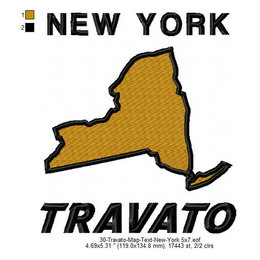 Travato New York State Map Designs Machine Embroidery Digitized Design Files