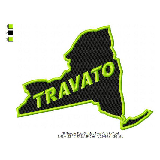 Travato New York State Map Designs Machine Embroidery Digitized Design Files