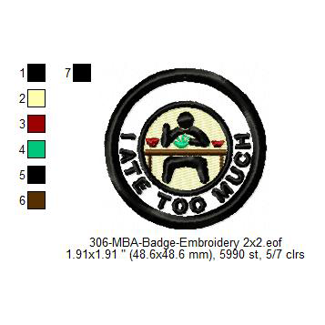 I Ate Too Much Merit Adulting Badge Machine Embroidery Digitized Design Files