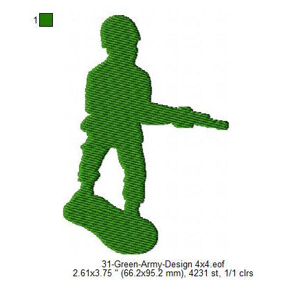 Green Army Silhouette Machine Embroidery Digitized Design Files