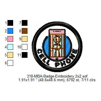 Cell Phone Merit Adulting Badge Machine Embroidery Digitized Design Files