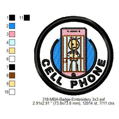 Cell Phone Merit Adulting Badge Machine Embroidery Digitized Design Files