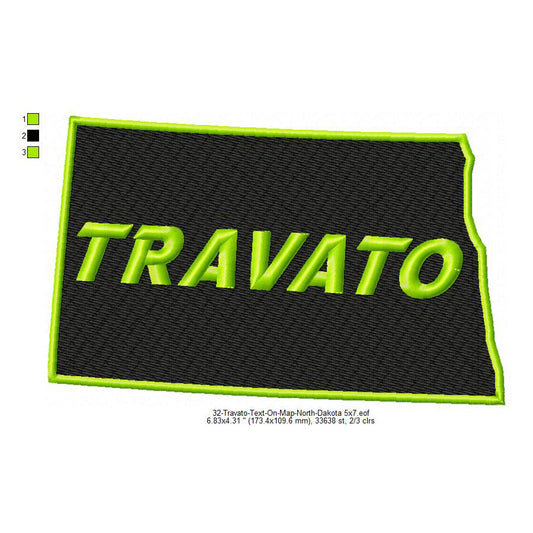 Travato North Dakota State Map Designs Machine Embroidery Digitized Design Files