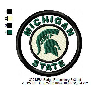 Michigan State Merit Adulting Badge Machine Embroidery Digitized Design Files