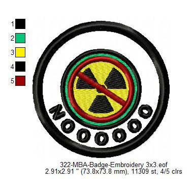 Noooooo Against Nuclear War Merit Adulting Badge Machine Embroidery Digitized Design Files