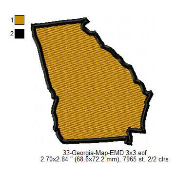 Georgia State Map Machine Embroidery Digitized Design Files