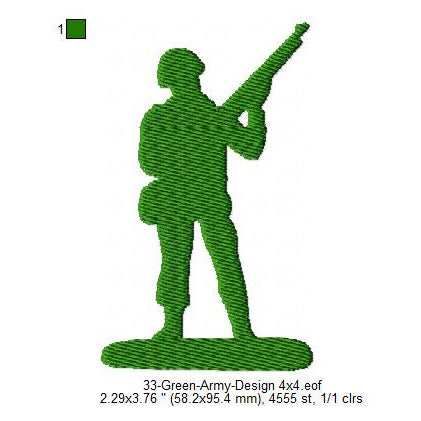 Green Army Silhouette Machine Embroidery Digitized Design Files