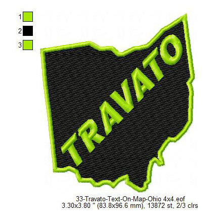 Travato Ohio State Map Designs Machine Embroidery Digitized Design Files