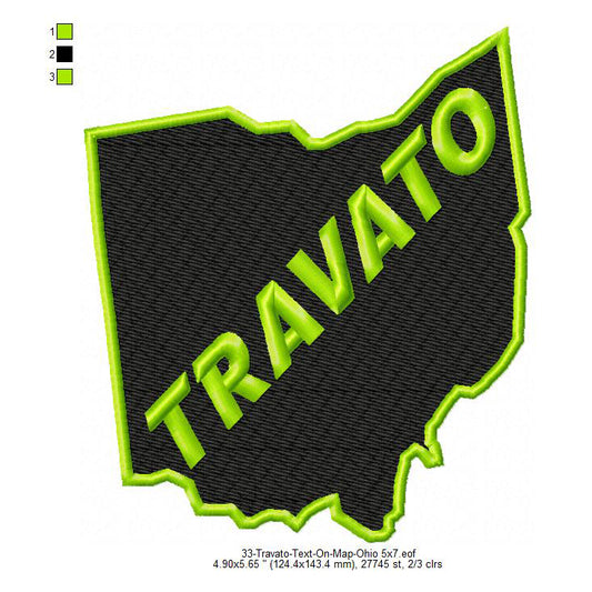 Travato Ohio State Map Designs Machine Embroidery Digitized Design Files