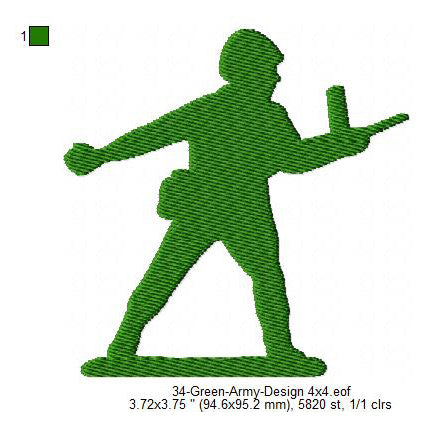 Green Army Silhouette Machine Embroidery Digitized Design Files