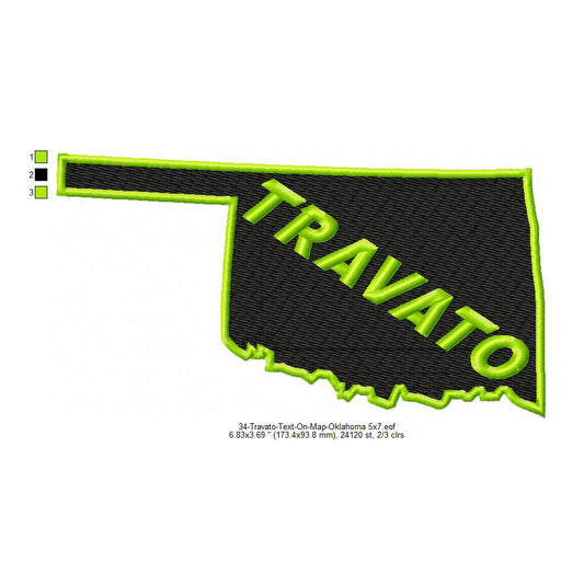 Travato Oklahoma State Map Designs Machine Embroidery Digitized Design Files