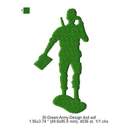 Green Army Silhouette Machine Embroidery Digitized Design Files