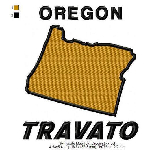 Travato Oregon State Map Designs Machine Embroidery Digitized Design Files