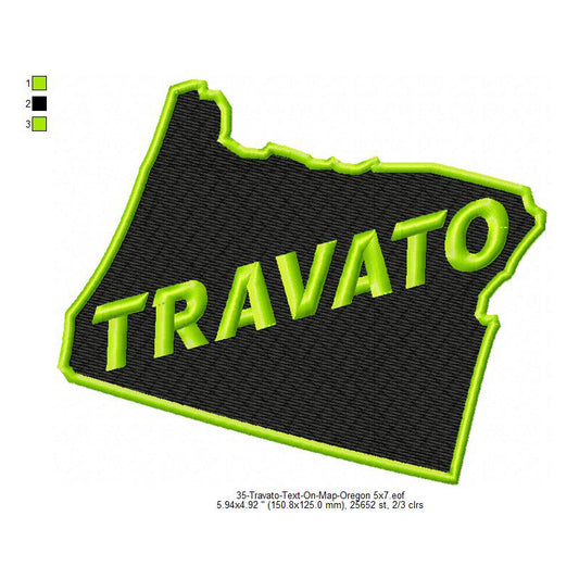 Travato Oregon State Map Designs Machine Embroidery Digitized Design Files