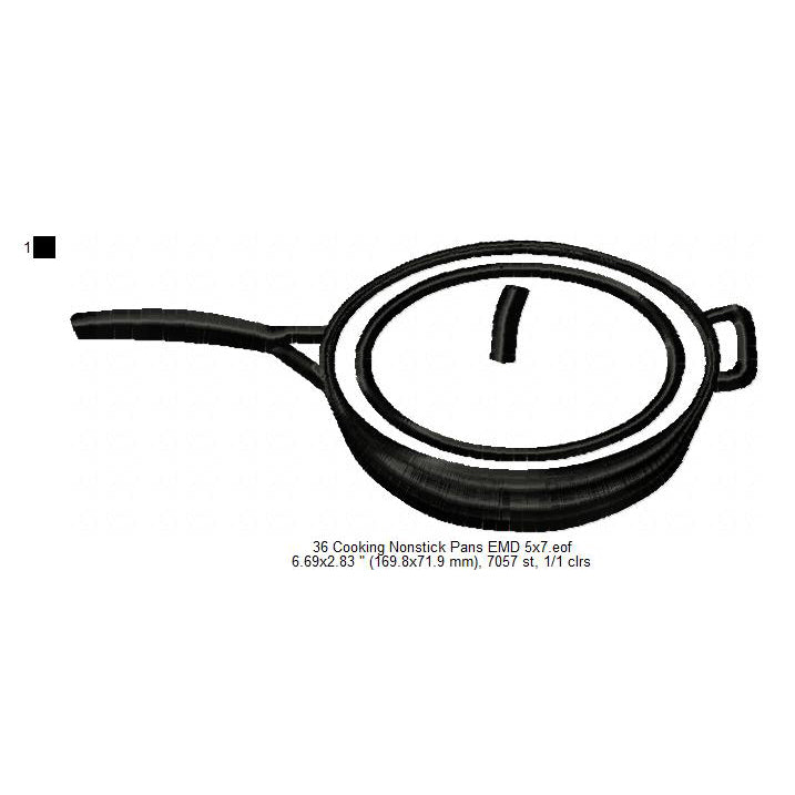 Cooking Nonstick Pans Line Art Machine Embroidery Digitized Design Files