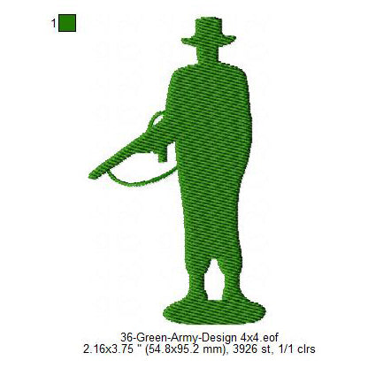 Green Army Silhouette Machine Embroidery Digitized Design Files