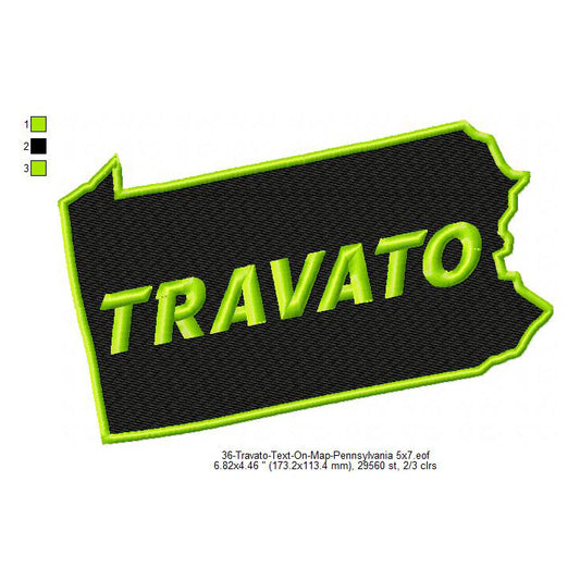 Travato Pennsylvania State Map Designs Machine Embroidery Digitized Design Files