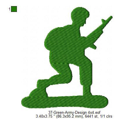 Green Army Silhouette Machine Embroidery Digitized Design Files