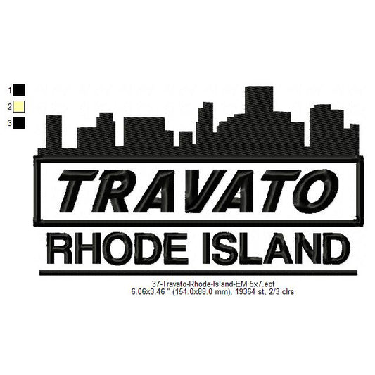 Travato Rhode Island State Designs Machine Embroidery Digitized Design Files