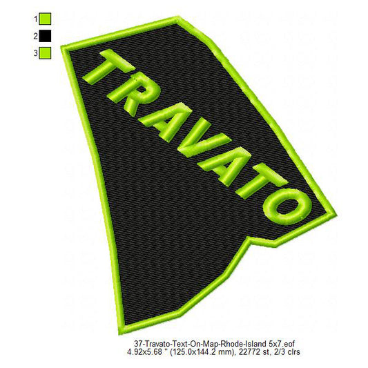 Travato Rhode Island State Map Designs Machine Embroidery Digitized Design Files