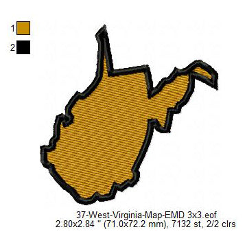 West Virginia State Map Machine Embroidery Digitized Design Files