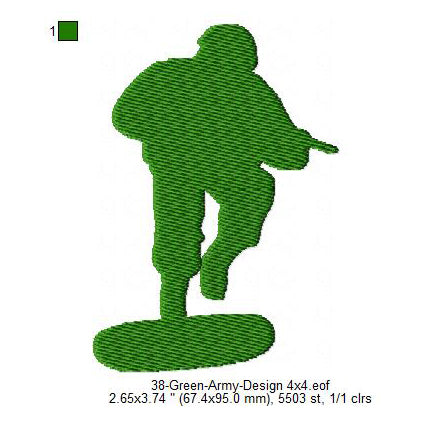 Green Army Silhouette Machine Embroidery Digitized Design Files