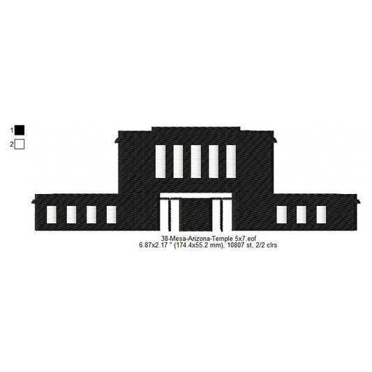 Mesa Arizona LDS Temple Silhouette Machine Embroidery Digitized Design Files