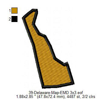 Delaware State Map Machine Embroidery Digitized Design Files