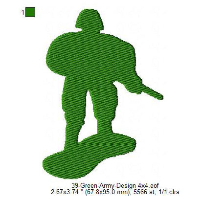 Green Army Silhouette Machine Embroidery Digitized Design Files