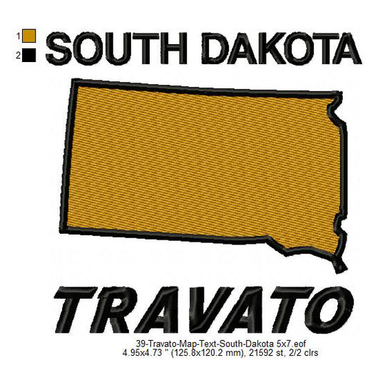 Travato South Dakota State Map Designs Machine Embroidery Digitized Design Files