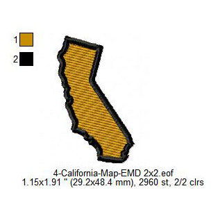 California State Map Machine Embroidery Digitized Design Files