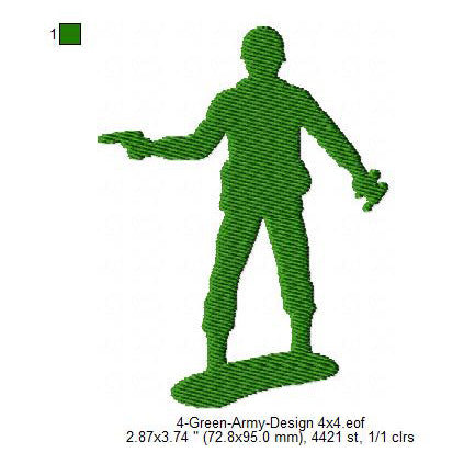 Green Army Silhouette Machine Embroidery Digitized Design Files