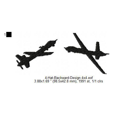 General Atomics MQ-9 Reaper Drone Aircraft Hat Backward Machine Embroidery Digitized Design Files
