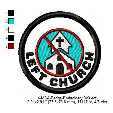 Left Church Mormon Merit Adulting Badge Machine Embroidery Digitized Design Files