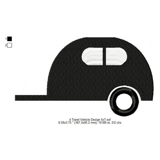 Travel Vehicle Silhouette Machine Embroidery Digitized Design Files