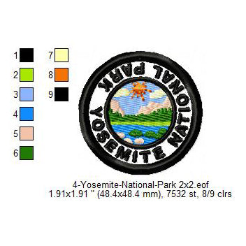 Yosemite National Park Merit Badge Machine Embroidery Digitized Design Files