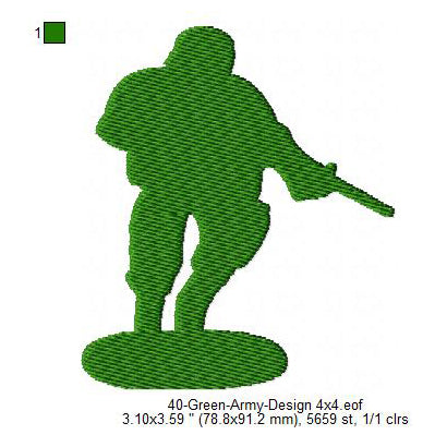 Green Army Silhouette Machine Embroidery Digitized Design Files