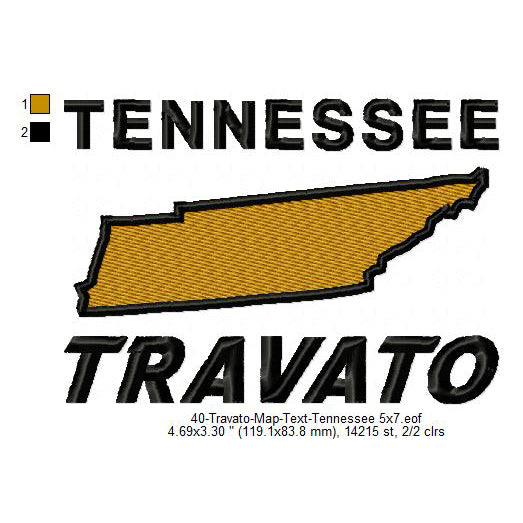 Travato Tennessee State Map Designs Machine Embroidery Digitized Design Files