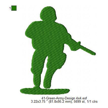 Green Army Silhouette Machine Embroidery Digitized Design Files