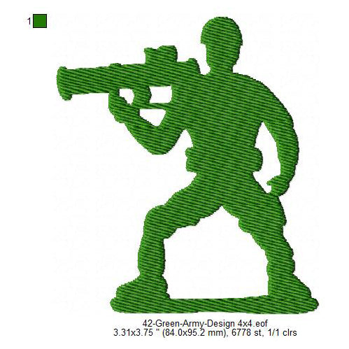 Green Army Silhouette Machine Embroidery Digitized Design Files