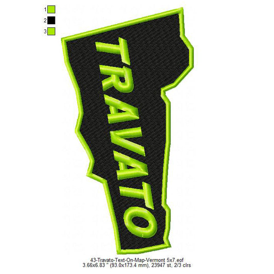 Travato Vermont State Map Designs Machine Embroidery Digitized Design Files