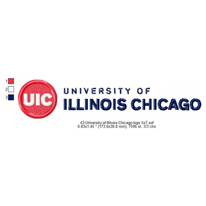 University of Illinois Chicago Logo Machine Embroidery Digitized Desig ...