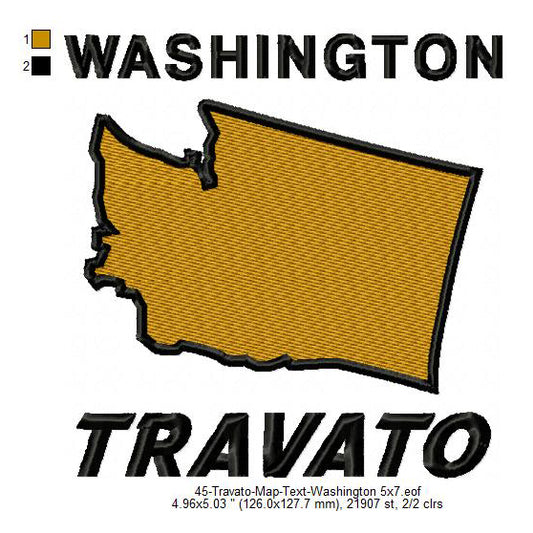 Travato Washington State Map Designs Machine Embroidery Digitized Design Files