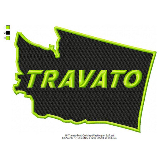 Travato Washington State Map Designs Machine Embroidery Digitized Design Files