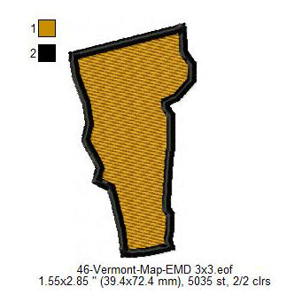 Vermont State Map Machine Embroidery Digitized Design Files