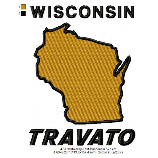 Travato Wisconsin State Designs Machine Embroidery Digitized Design Files