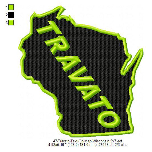 Travato Wisconsin State Designs Machine Embroidery Digitized Design Files