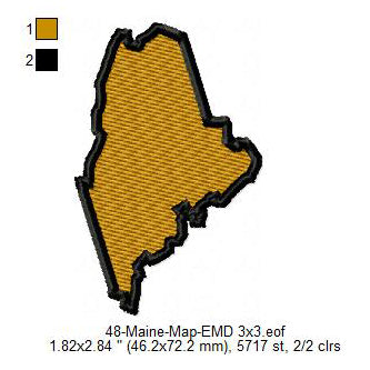 Maine Map State Map Machine Embroidery Digitized Design Files