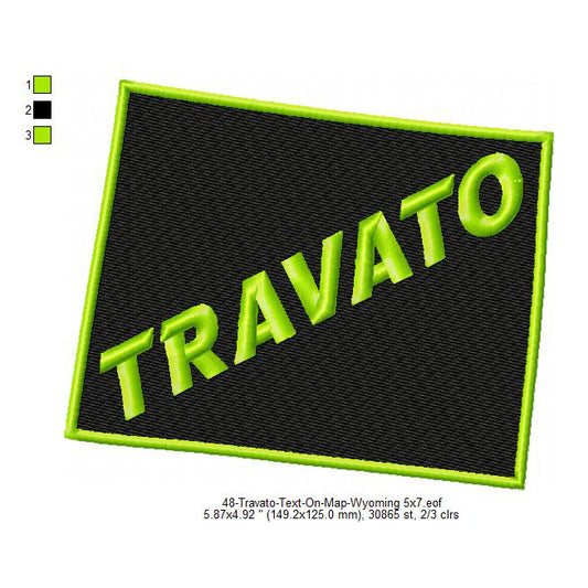 Travato Wyoming State Map Designs Machine Embroidery Digitized Design Files