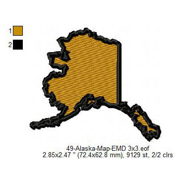 Alaska Map State Map Machine Embroidery Digitized Design Files